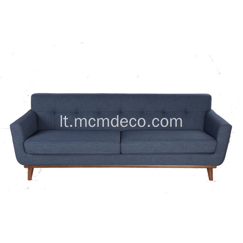 „Midcentury“ 3 vietų audinio sofa su mediniu rėmu